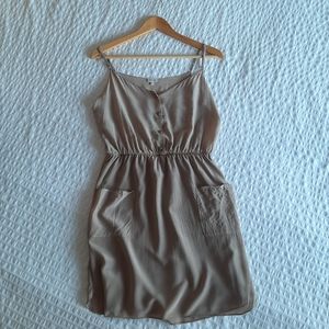 Aritzia T. Babaton 100% Silk Dress, Taupe, Size Small